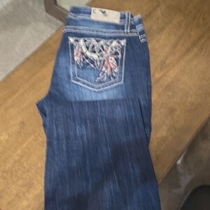 Miss Me Dark Blue Boot Cut Jeans with Embroidered Pocket